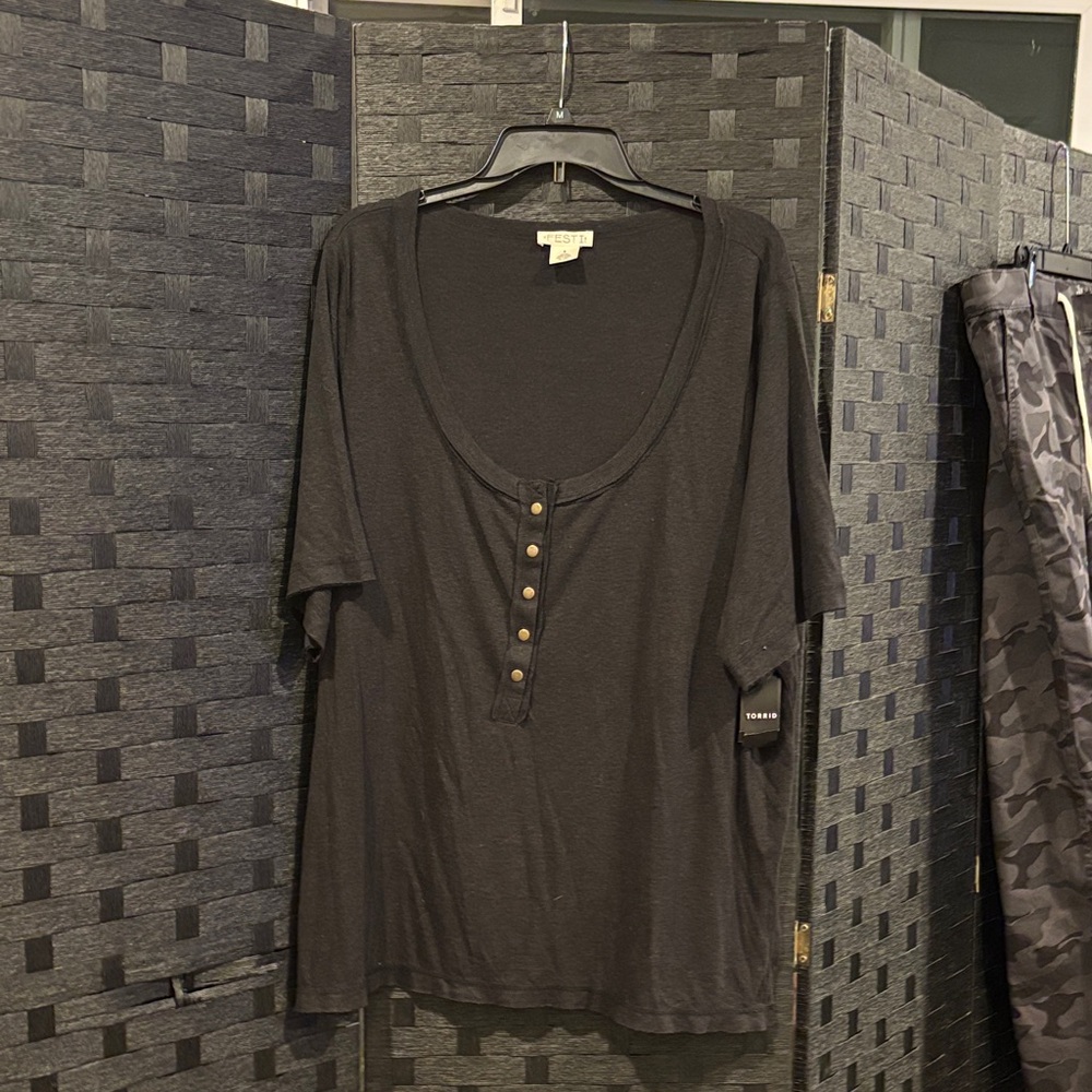 Torrid Deep Black Henley Top